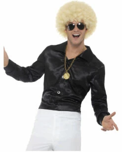 Schwarzes 60s Disco Hemd