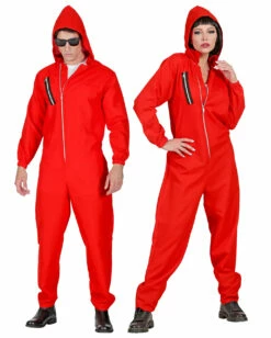 Bankräuber Kostüm Overall Rot Unisex