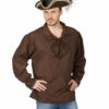 Braunes Piratenhemd Mit Rüschenkragen