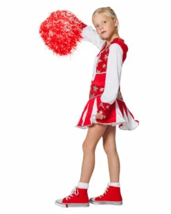 Rotes Cheerleader Kinder Kostüm -KostümKönig Verkäufe cheerleader kinderkostuem rot faschings verkleidung cheerleaderin tanzgarde kostuem maedchen 36432 2