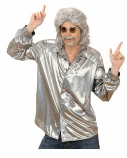 Glitzer Discohemd Silber -KostümKönig Verkäufe glitzer discohemd silber silber glitzerndes discohemd pailettenhemd 70er jahre hemd bild5 25595