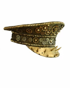 Goldener Steampunk Kapitänsmütze Mit Nieten -KostümKönig Verkäufe goldener steampunk fischerhut mit nieten und zahnraedern steampunk kostuemzubehoer steampunk kostuemaccessoire 53416 1