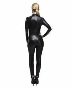 Kunstleder Catsuit Schwarz 4 Kunstleder Catsuit Schwarz -KostümKönig Verkäufe schwarzer kunstleder catsuit black faux leather catsuit schwarzer kostuemanzug halloween jumpsuit schwarz fasching 54427 2