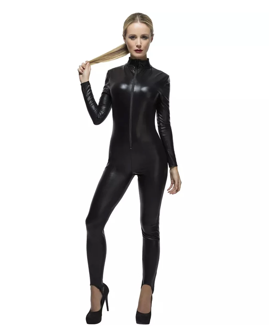 Kunstleder Catsuit Schwarz 1 Kunstleder Catsuit Schwarz