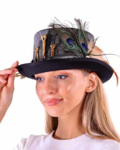 Dunkler Voodoo Hut Mit Skelett Und Feder -KostümKönig Verkäufe schwarzer voodoo kostuemhut mit federn und knochen fuer halloween voodoo kostuemzubehoer voodoo verkleidungszubehoer voodoo accessoire 53412