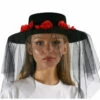 Witwen Hut Mit Schwarzem Schleier & Rosen
