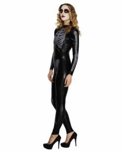 Skelett Skinsuit Schwarz -KostümKönig Verkäufe sexy skelett catsuit schwarz wetlook skelett catsuit 22057 3