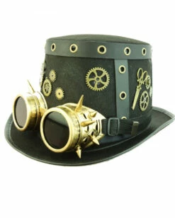Steampunk Hut Mit Fliegerbrille 5 Steampunk Hut Mit Fliegerbrille -KostümKönig Verkäufe steampunk zylinder mit fliegerbrille steampunk hut steampunk kostuem kostuem zubehoer kostuem accessoires 53418 1